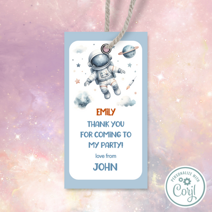 Editable Birthday Thank You Tag - Spaceman