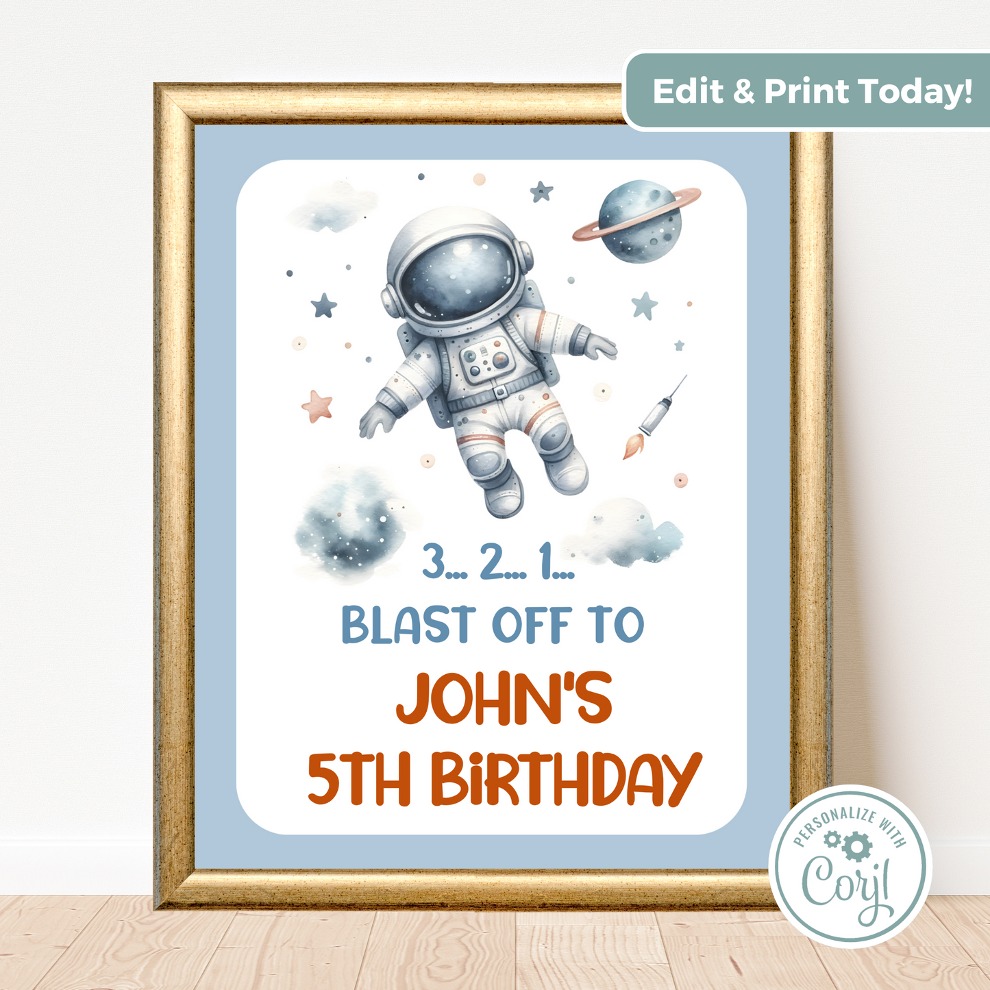 Editable Birthday Welcome Sign - Spaceman