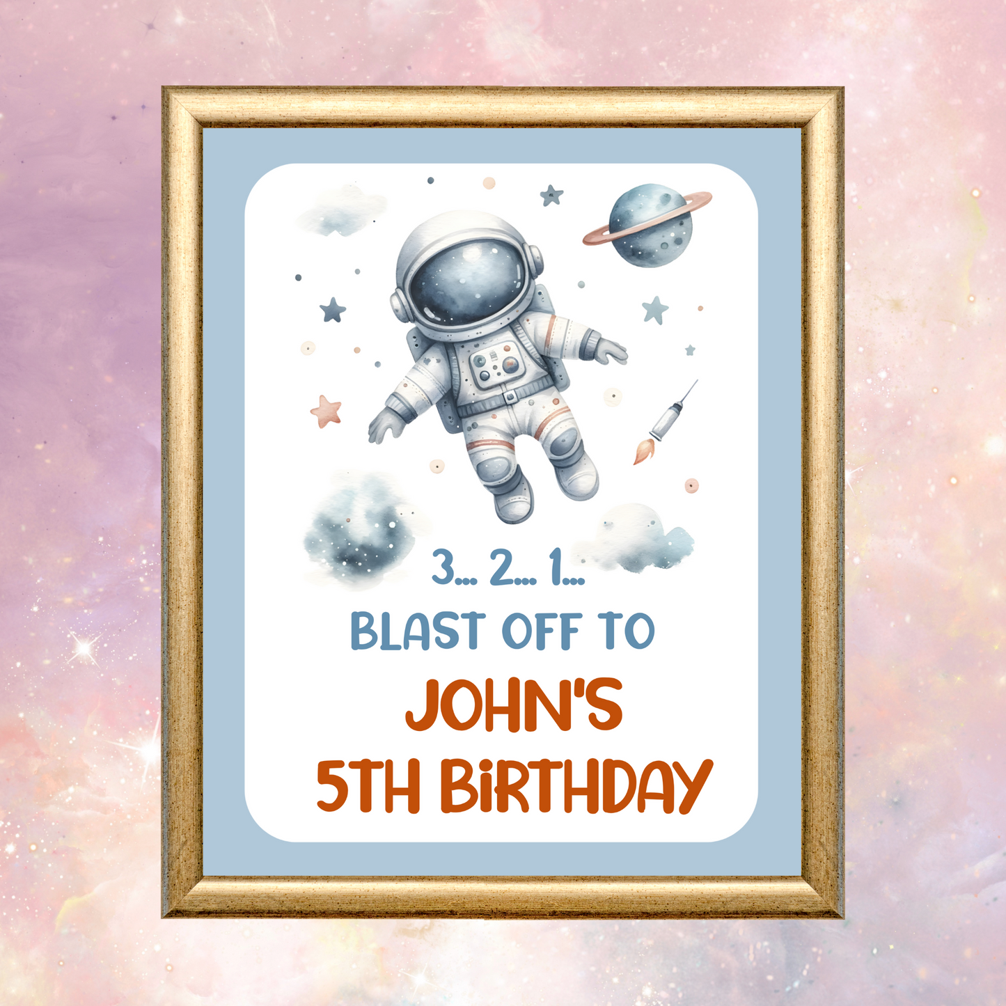 Editable Birthday Welcome Sign - Spaceman