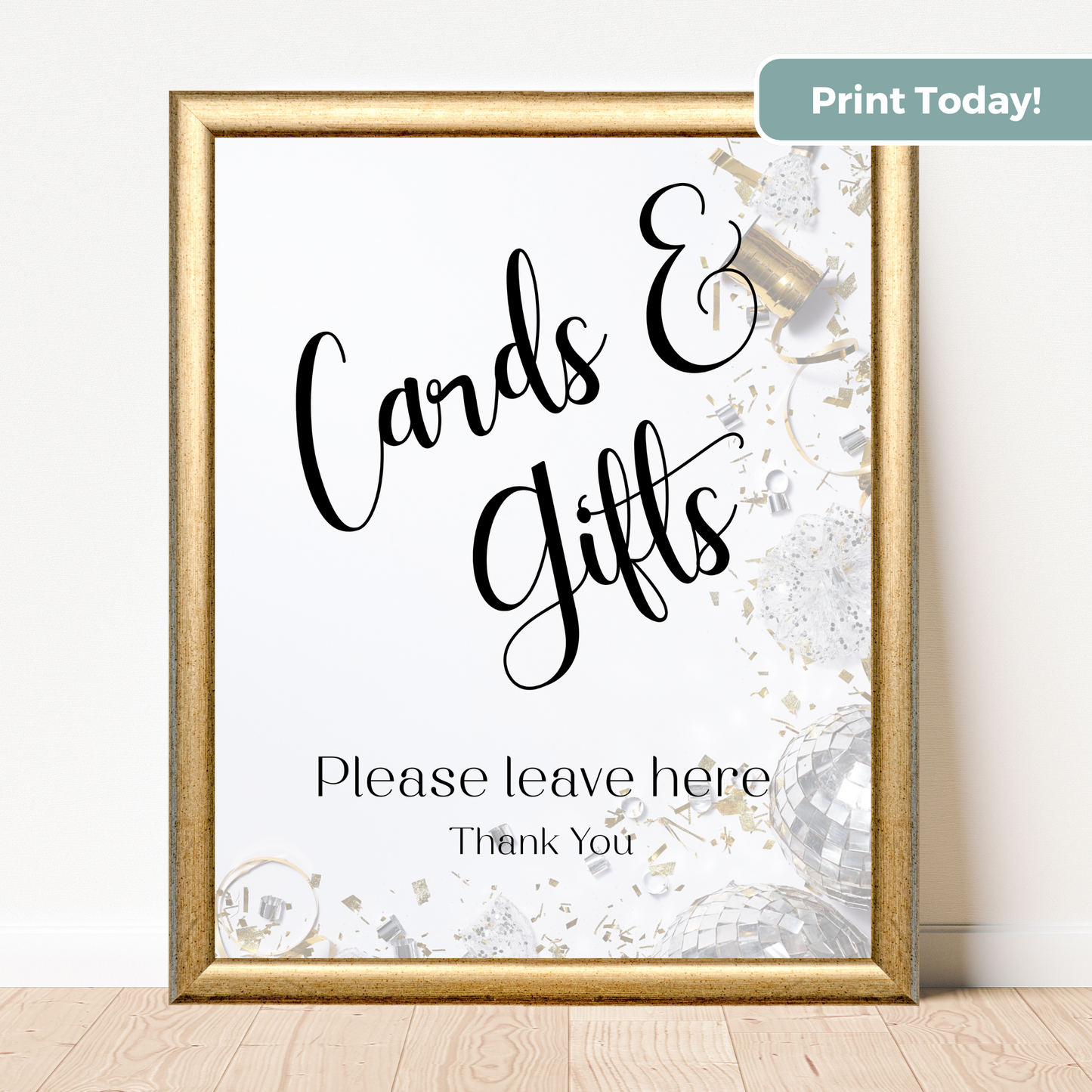 Printable Birthday Cards and Gifts Sign - Surprise Black