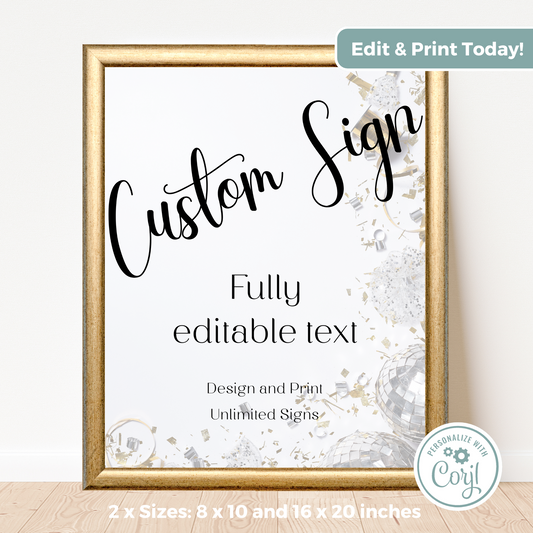 Editable Birthday Custom Sign - Surprise Black