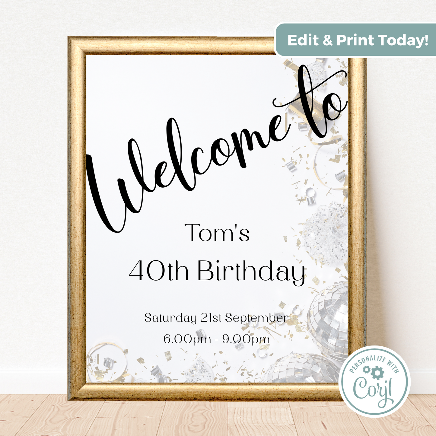 Editable Birthday Welcome Sign - Surprise Black