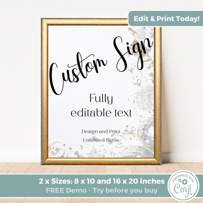 Editable Birthday Custom Sign - Surprise Black