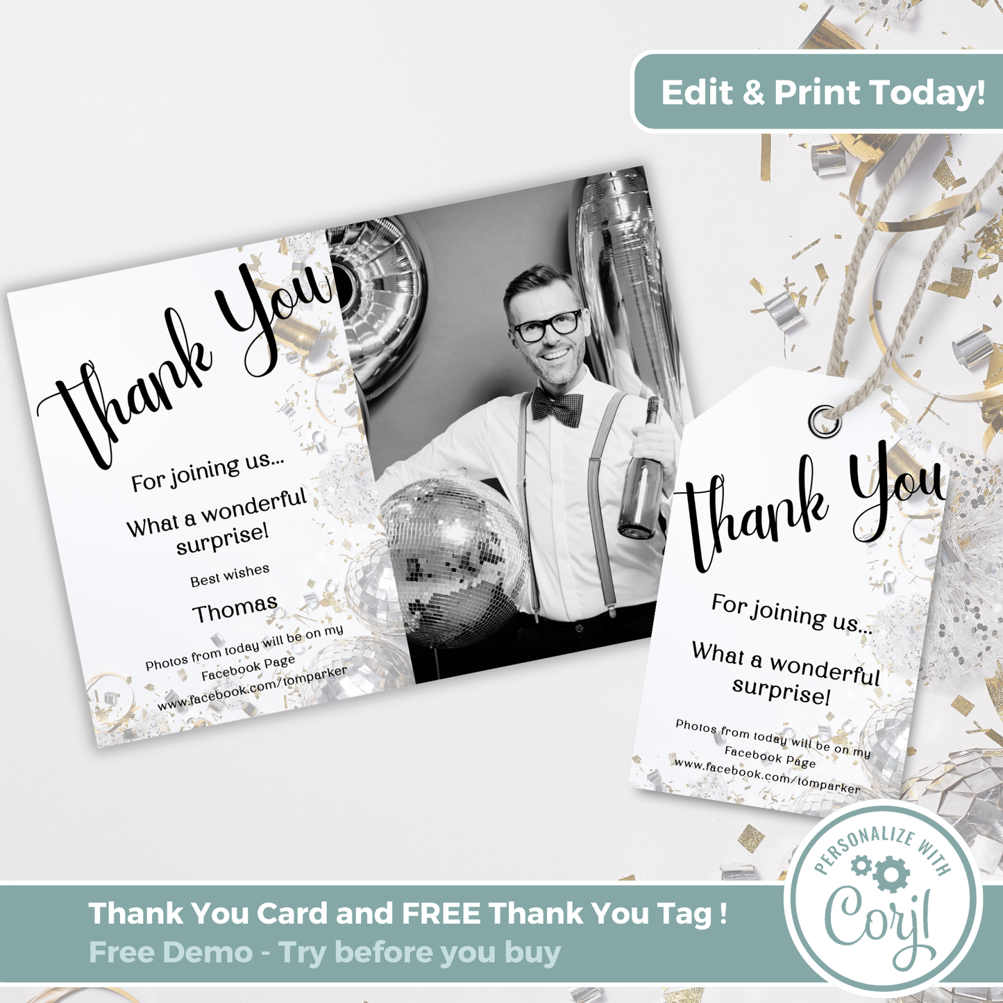 Editable Thank You Card - Surprise