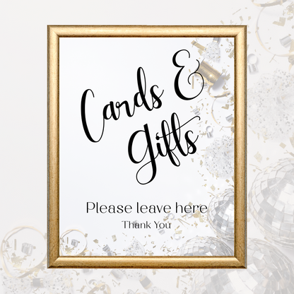 Printable Birthday Cards and Gifts Sign - Surprise Black