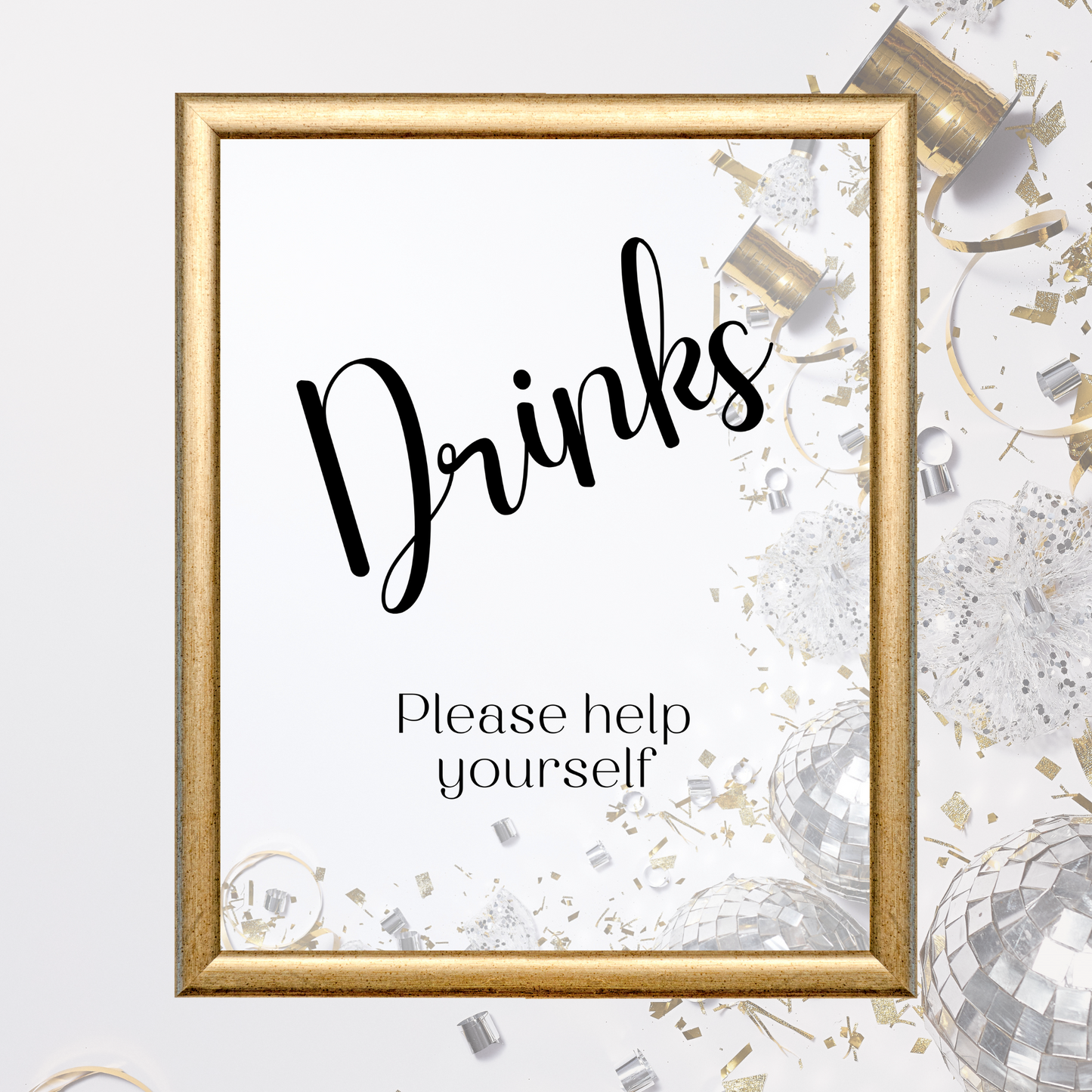 Printable Birthday Drinks Sign - Surprise Black