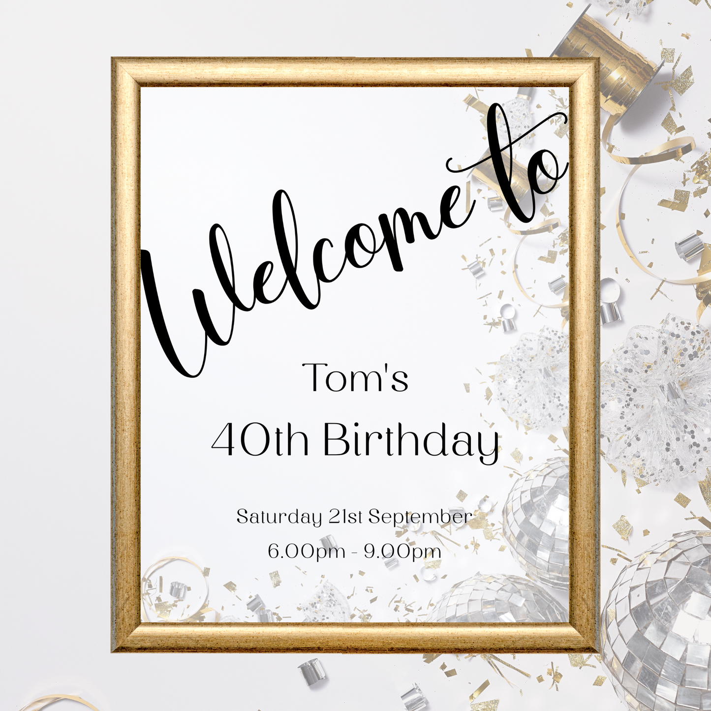 Editable Birthday Welcome Sign - Surprise Black