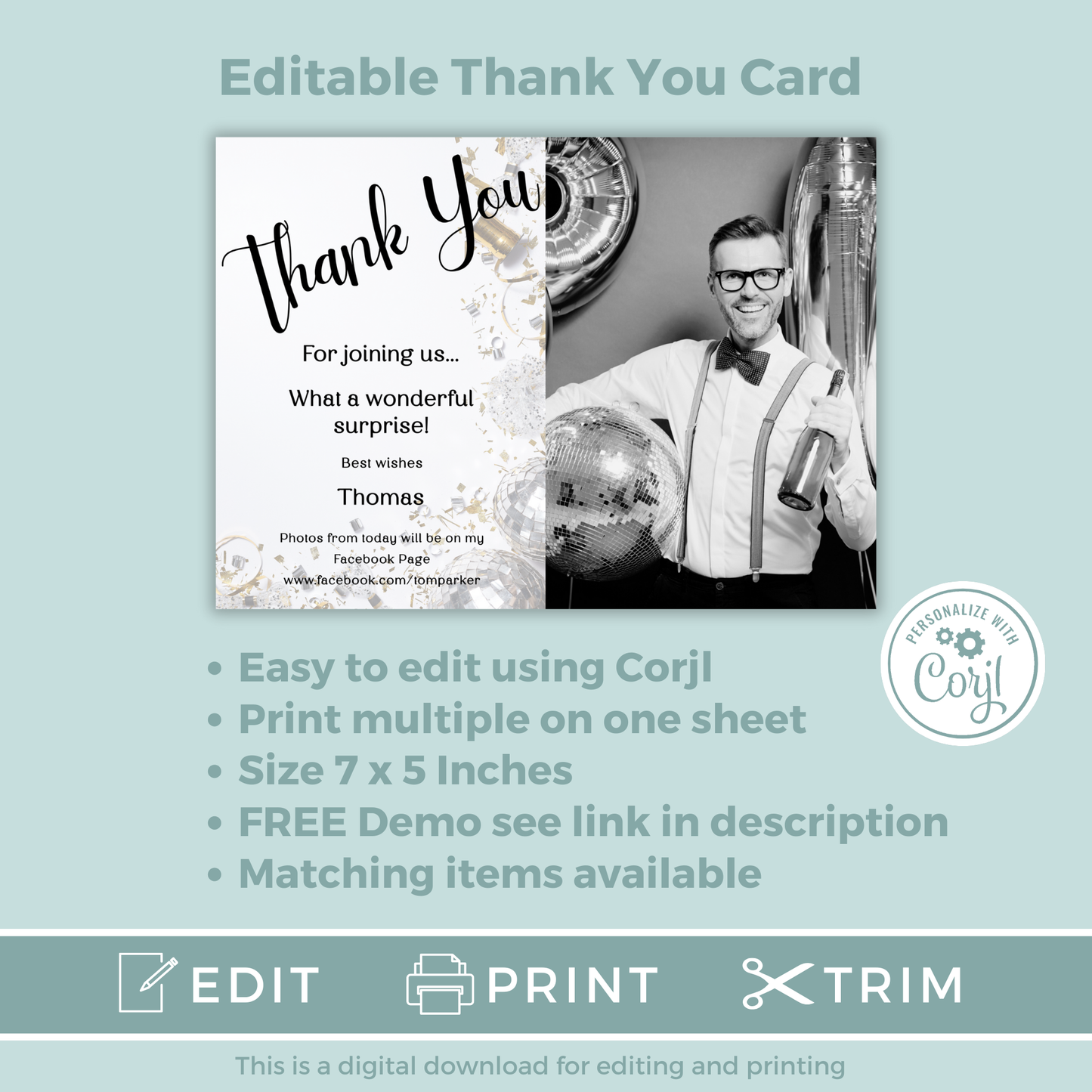 Editable Thank You Card - Surprise