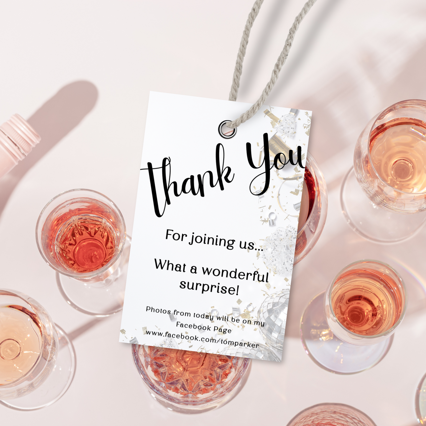 Editable Birthday Thank You Tag - Surprise Black