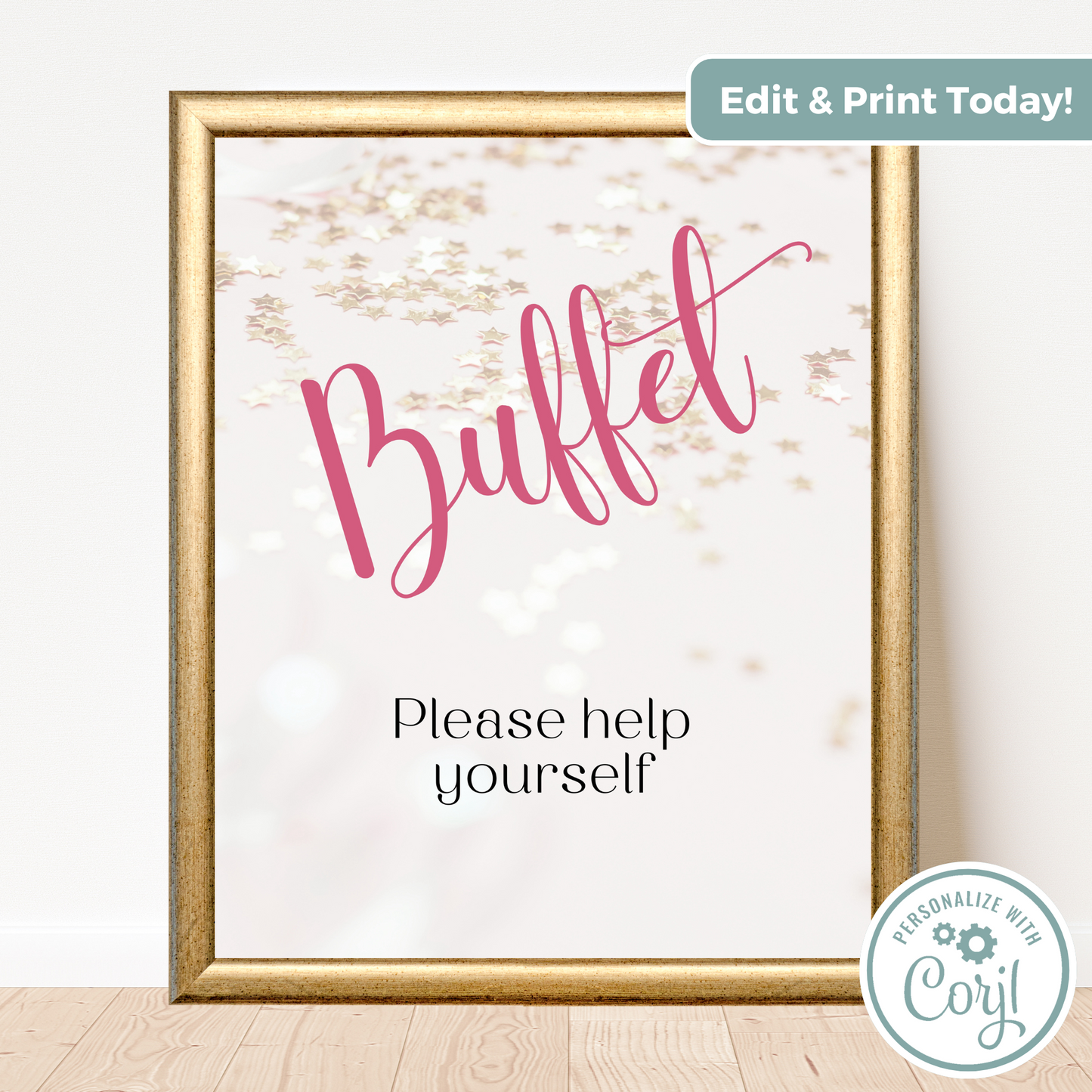 Printable Birthday Buffet Sign - Surprise Pink