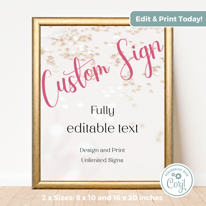 Editable Birthday Custom Sign - Surprise Pink