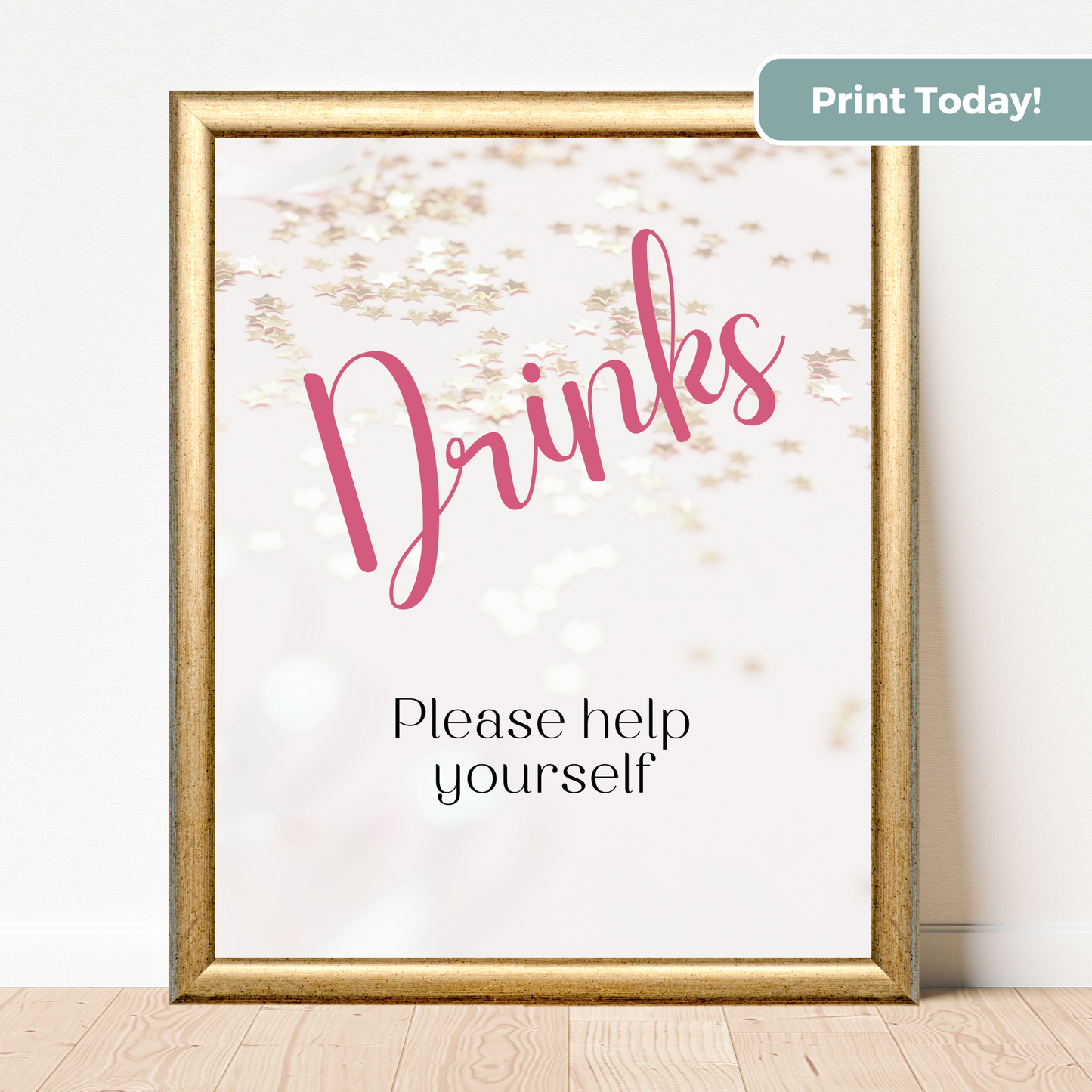 Printable Birthday Drinks Sign - Surprise Pink