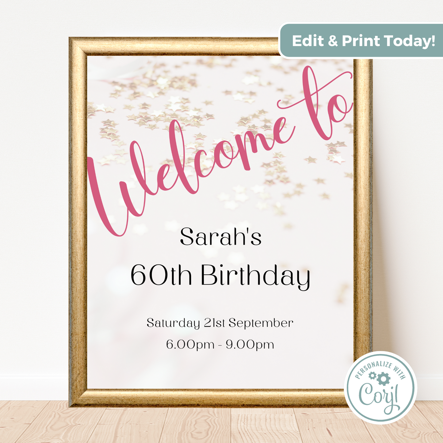 Editable Birthday Welcome Sign - Surprise Pink