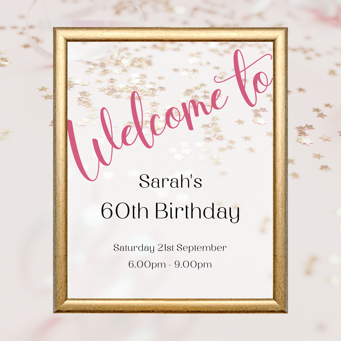 Editable Birthday Welcome Sign - Surprise Pink