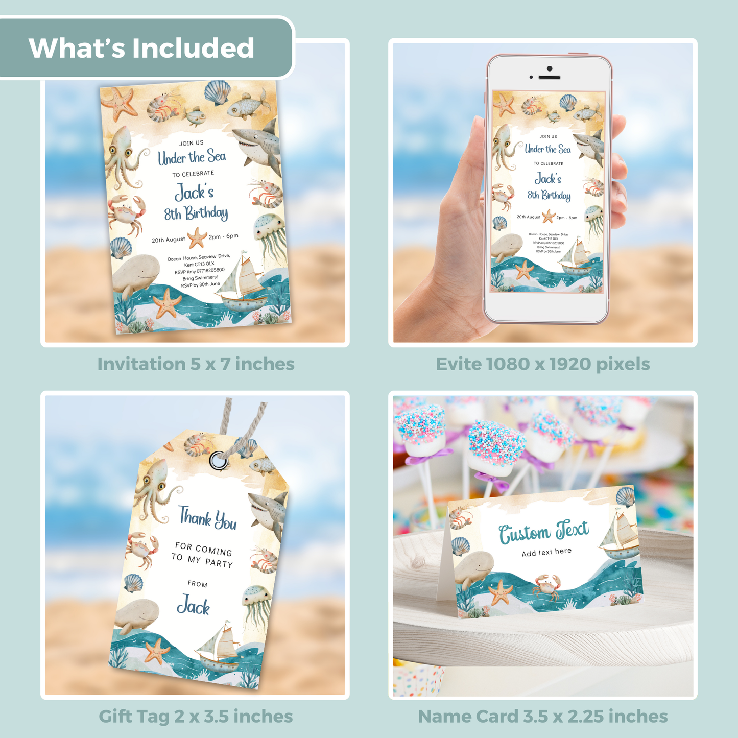 Editable Birthday Bundle - Under the Sea