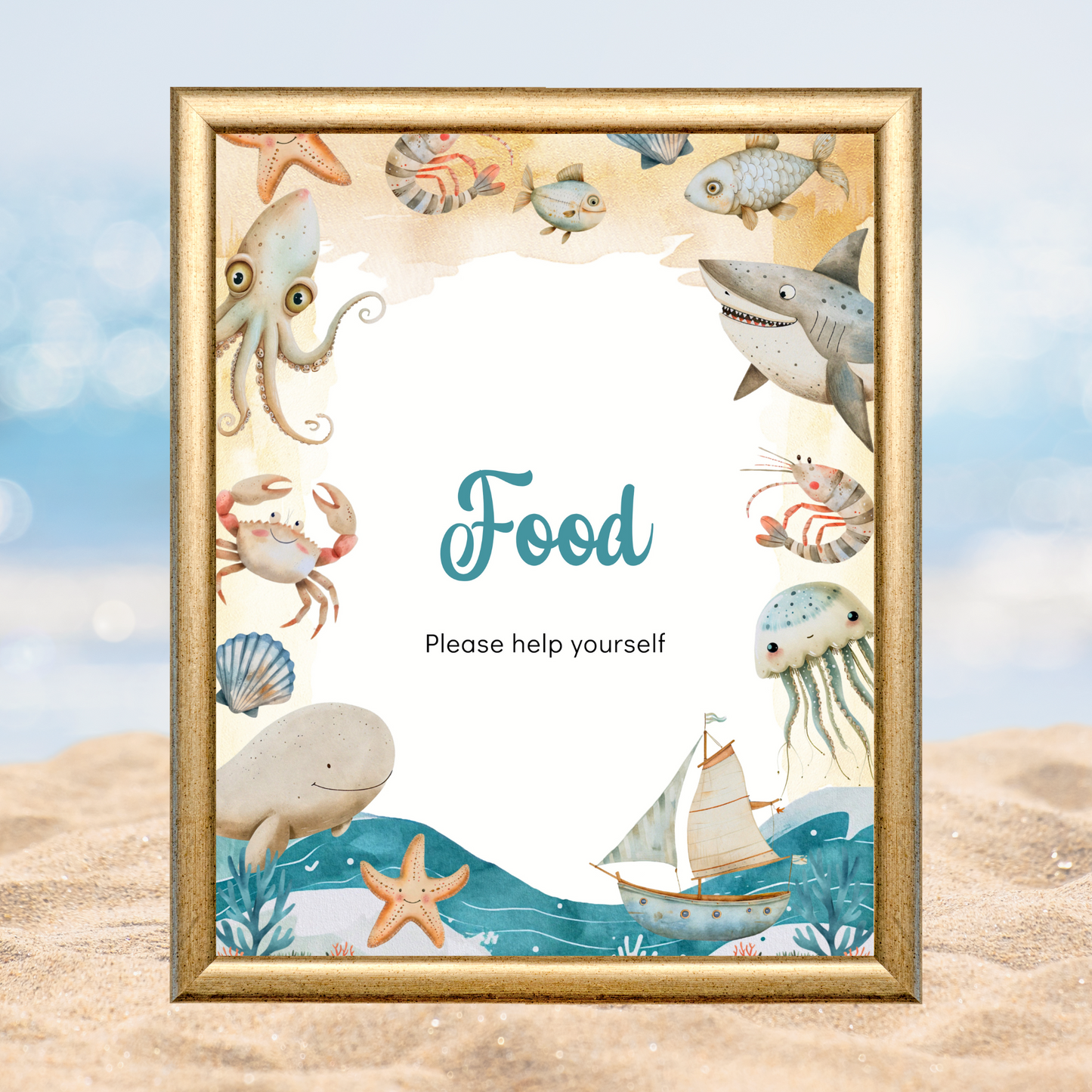 Printable Birthday Food Sign - Under the Sea Boy