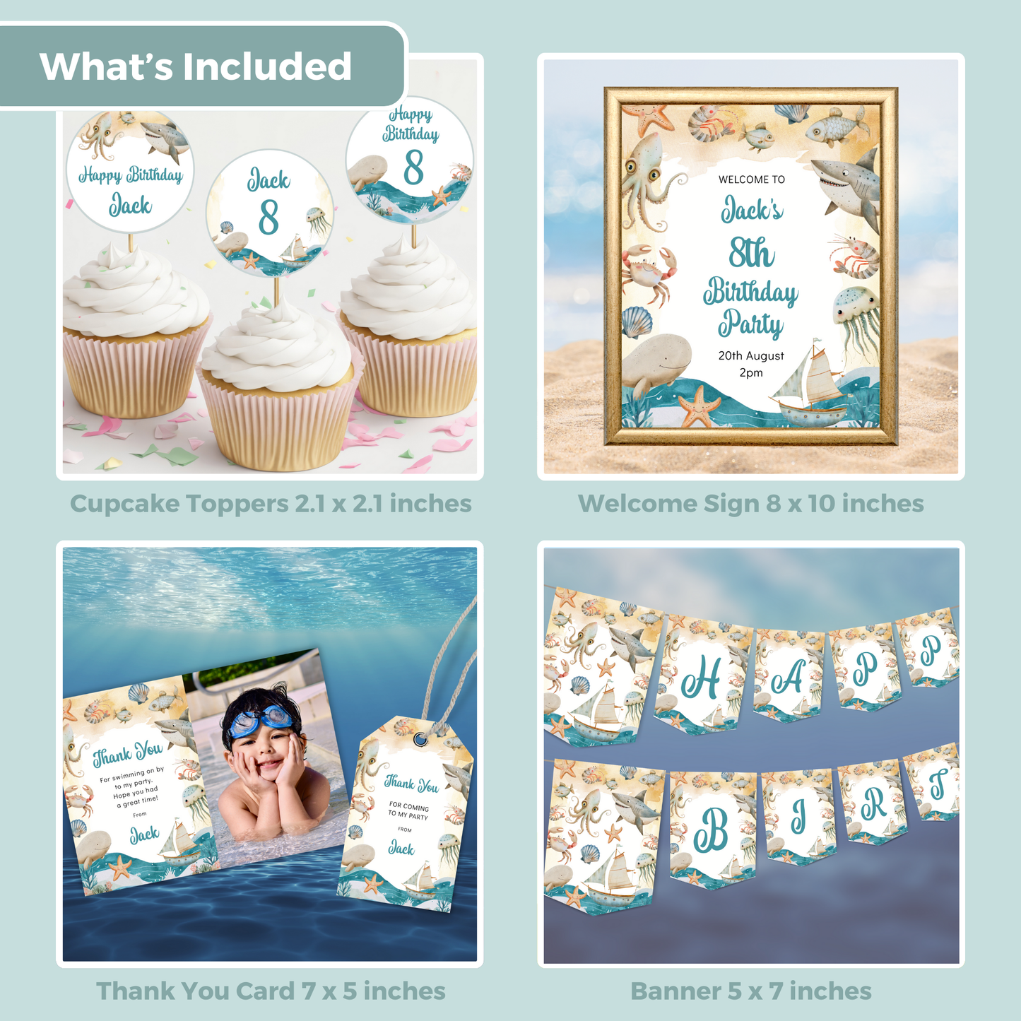 Editable Birthday Bundle - Under the Sea