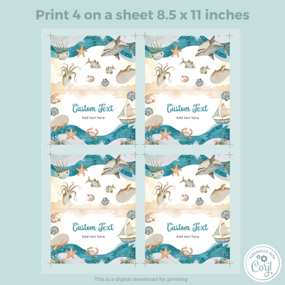 Editable Birthday Food Label / Name Card - Under the Sea Boy