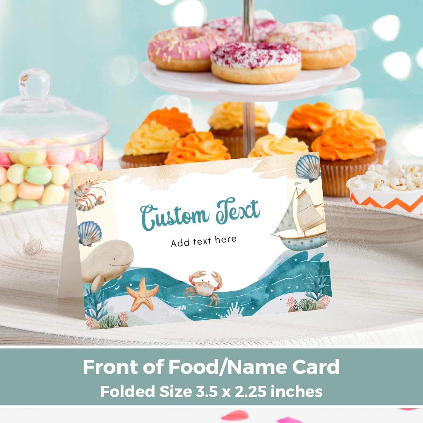 Editable Birthday Food Label / Name Card - Under the Sea Boy