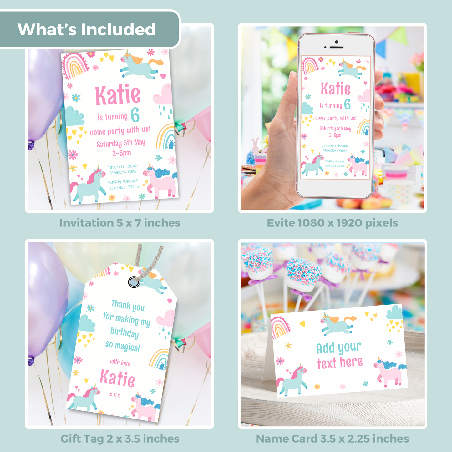 Editable Birthday Bundle - Unicorn