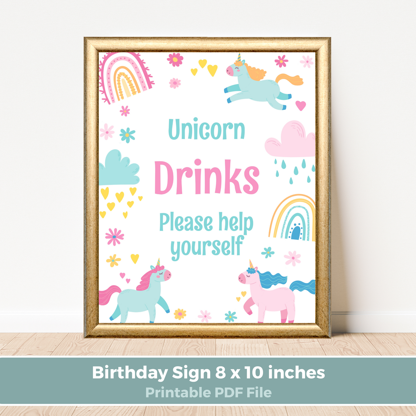 Printable Birthday Drinks Sign - Unicorn