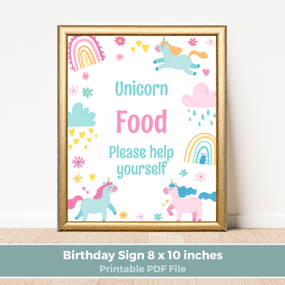 Printable Birthday Food Sign - Unicorn