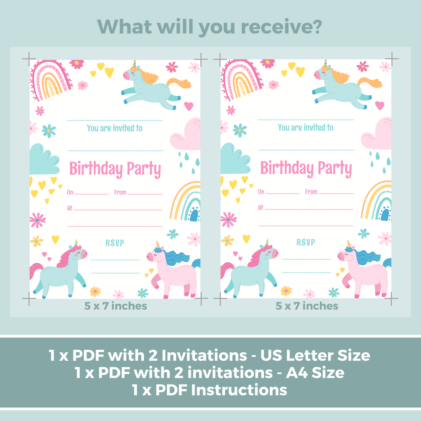 Printable Fill In Birthday Invitation - Unicorn