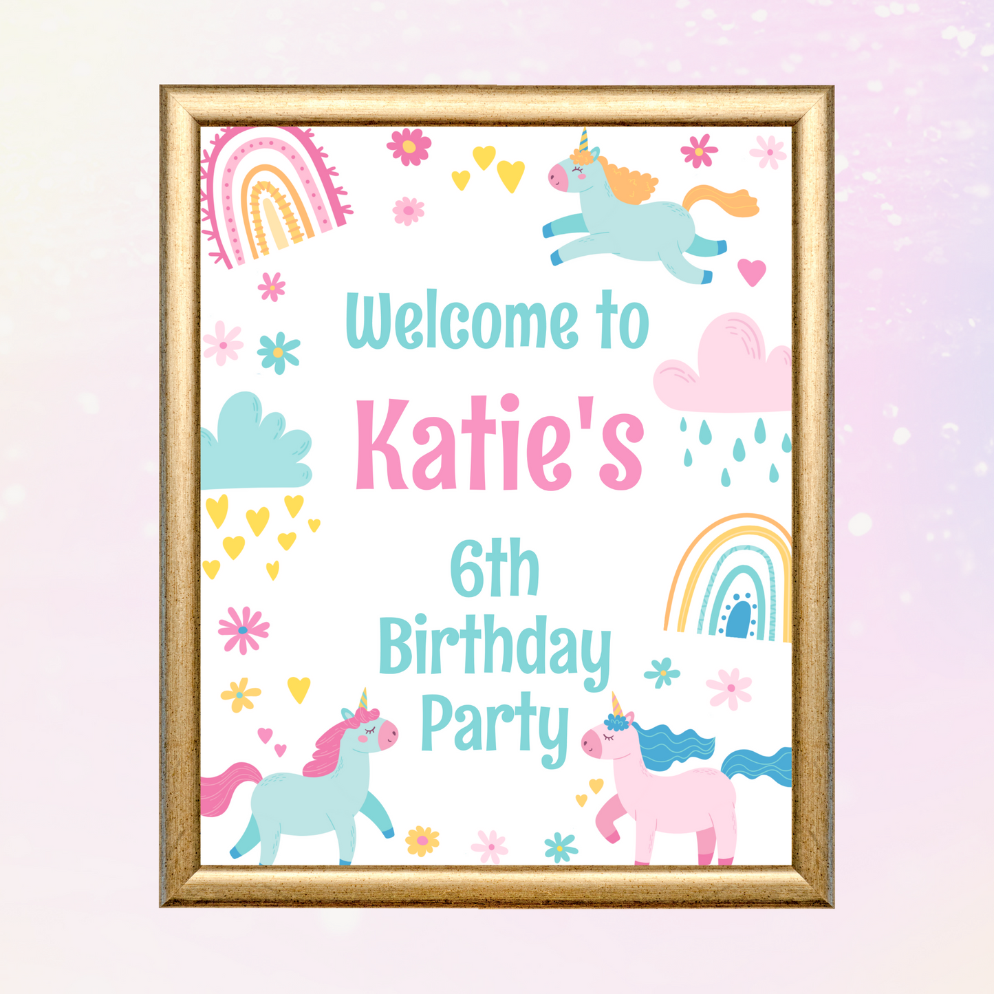 Editable Birthday Welcome Sign - Unicorn