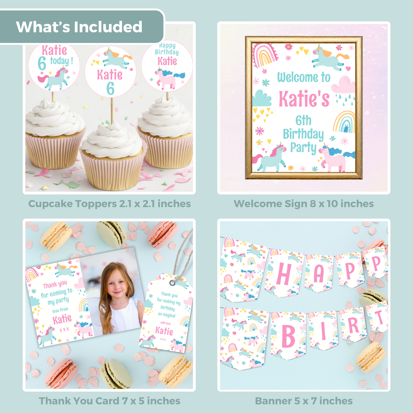 Editable Birthday Bundle - Unicorn