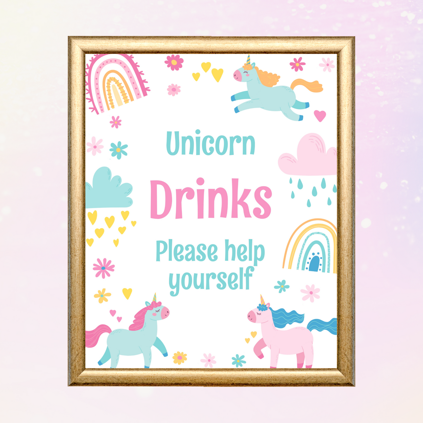 Printable Birthday Drinks Sign - Unicorn