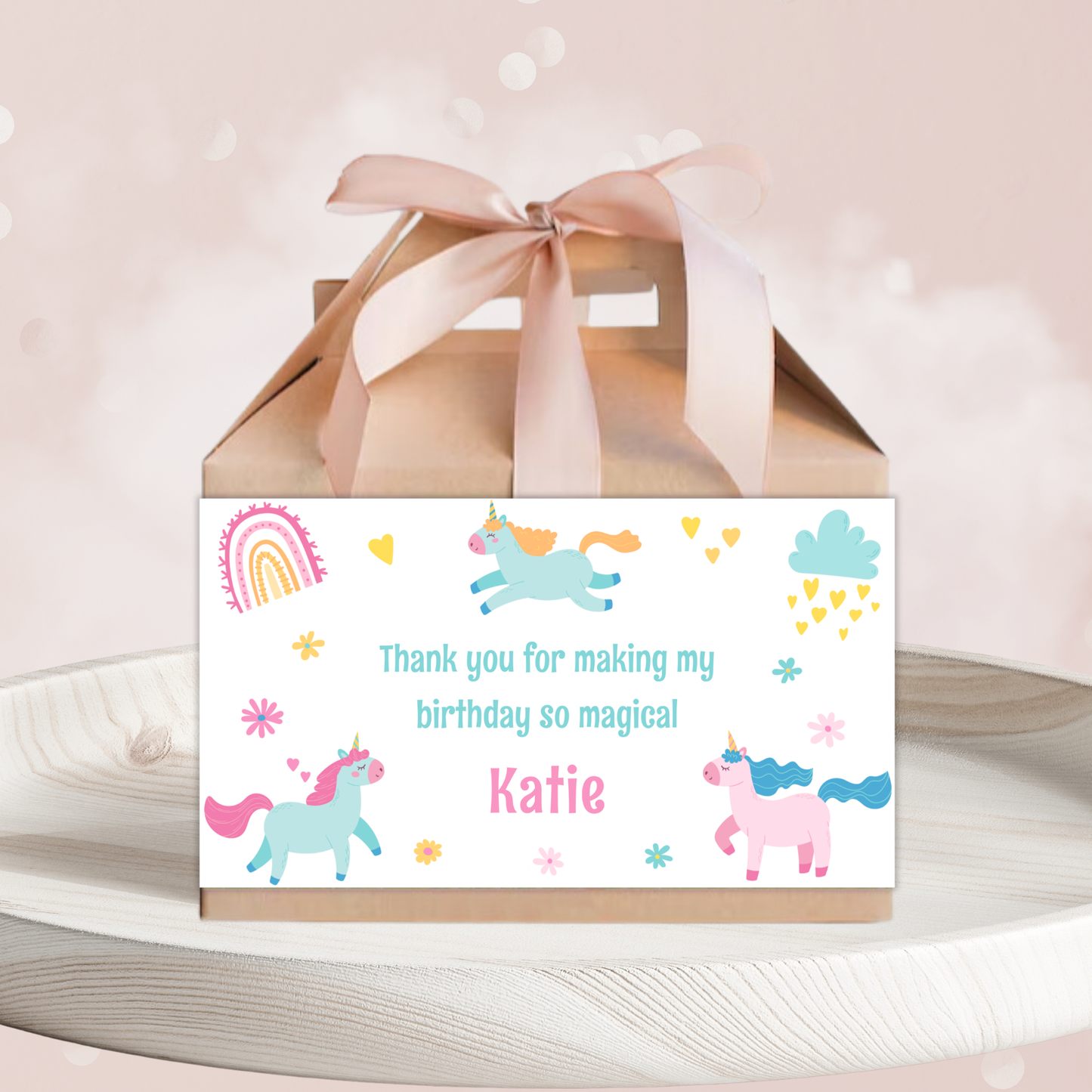 Editable Birthday Gable Box Label - Unicorn