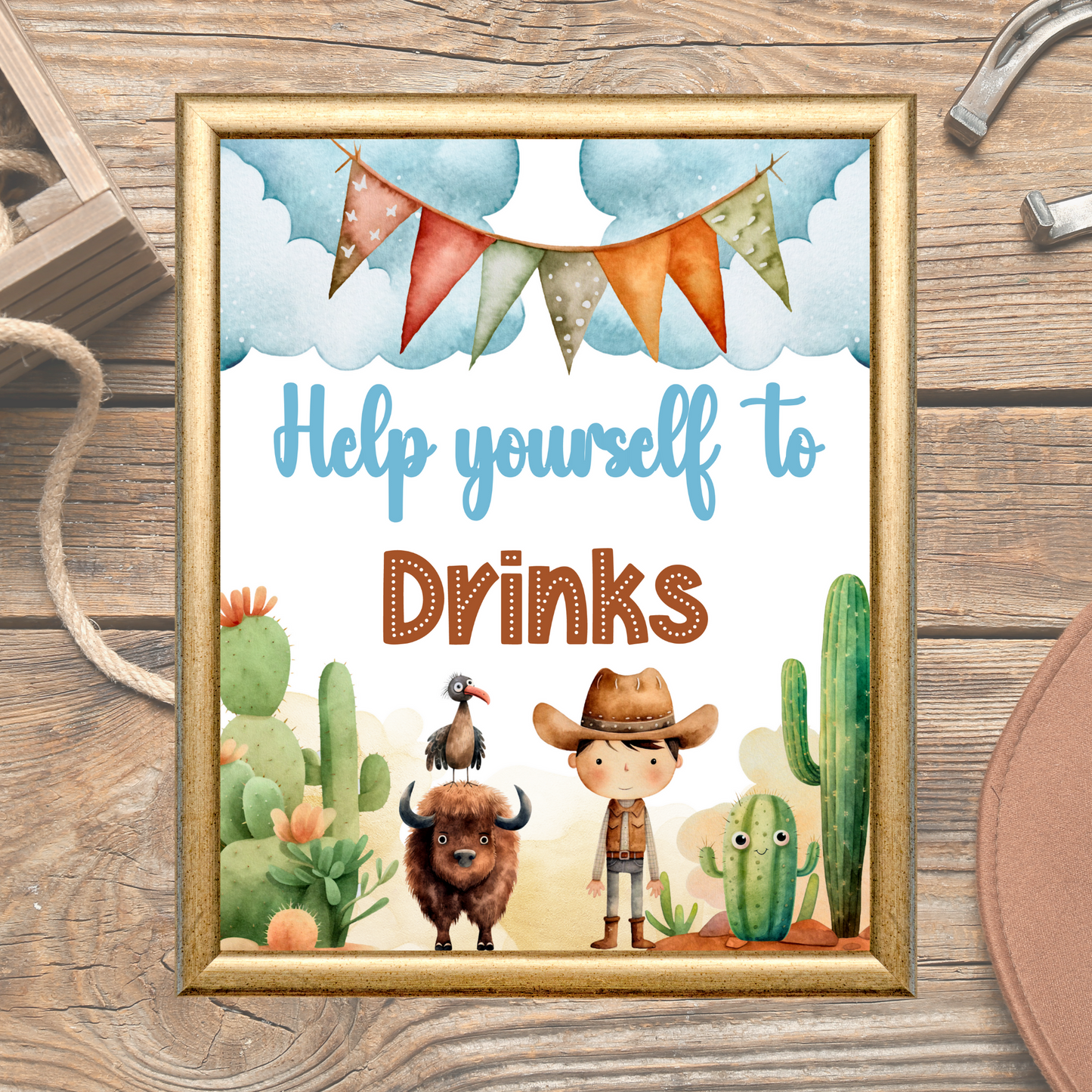 Printable Birthday Drinks Sign - Wild West