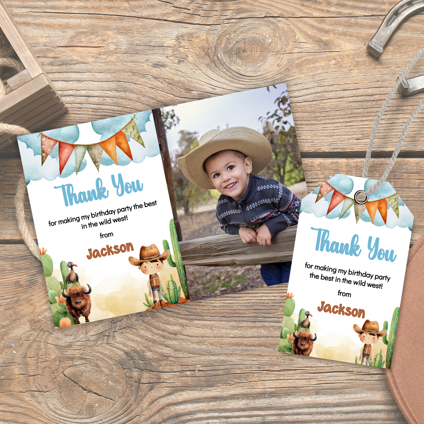 Editable Thank You Card - Wild West